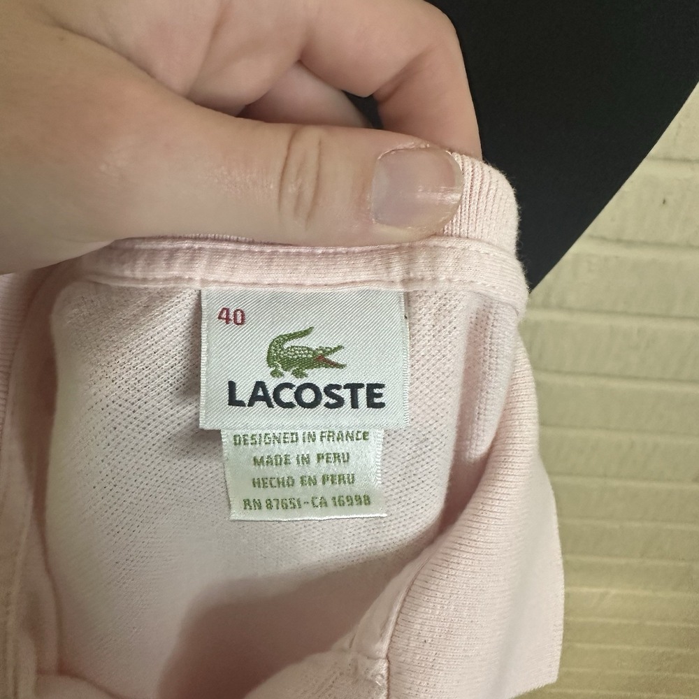 Lacoste Polo Shirt Womens 40 (M) Pink Preppy Cotton Logo Classic Casual Logo - Picture 5 of 6